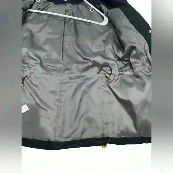 LL Bean Jacket Womens XS Black Chore Coat Linen Rayon Blend Hide Away Hood - Picture 11 of 13